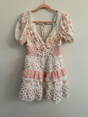 Altar'd State Aderny Patchwork Floral Mini Dress - Kentucky Derby